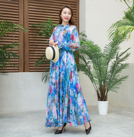 Chiffon Floral Beach Maxi Dress