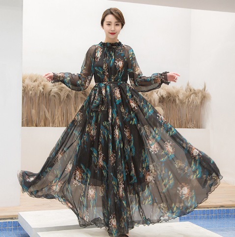 Chiffon Floral Beach Maxi Dress