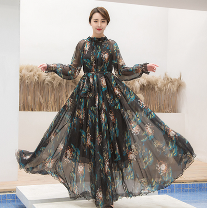 Chiffon Floral Beach Maxi Dress