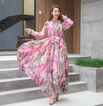 Chiffon Floral Beach Maxi Dress