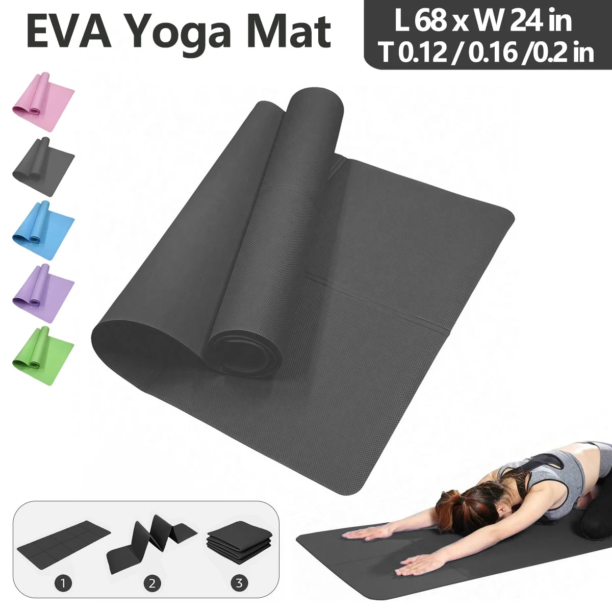 FlexFit Portable Folding Yoga Exercise Mat