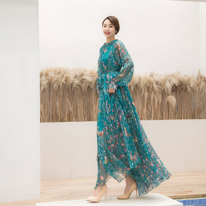 Chiffon Floral Beach Maxi Dress